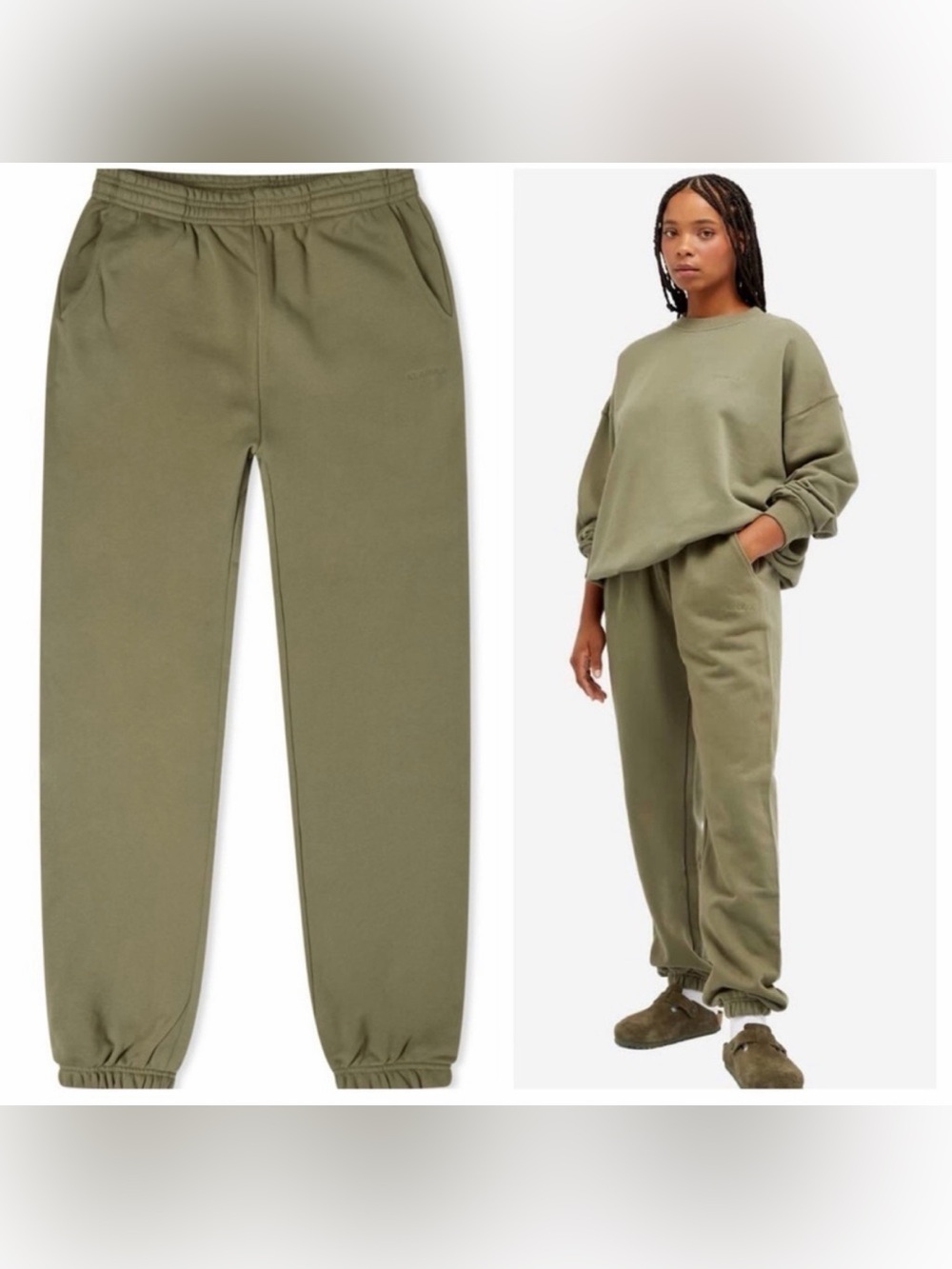 Adanola 100% Cotton Sweatpants in Olive Green